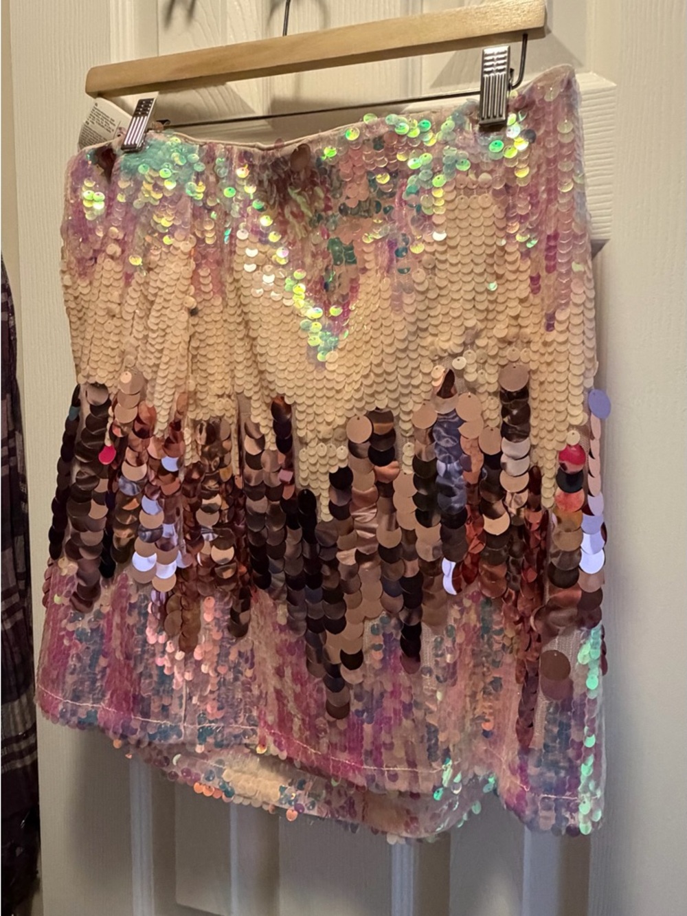 Sequin Ombre Mini Skirt - Iridescent Pink & Rose Gold